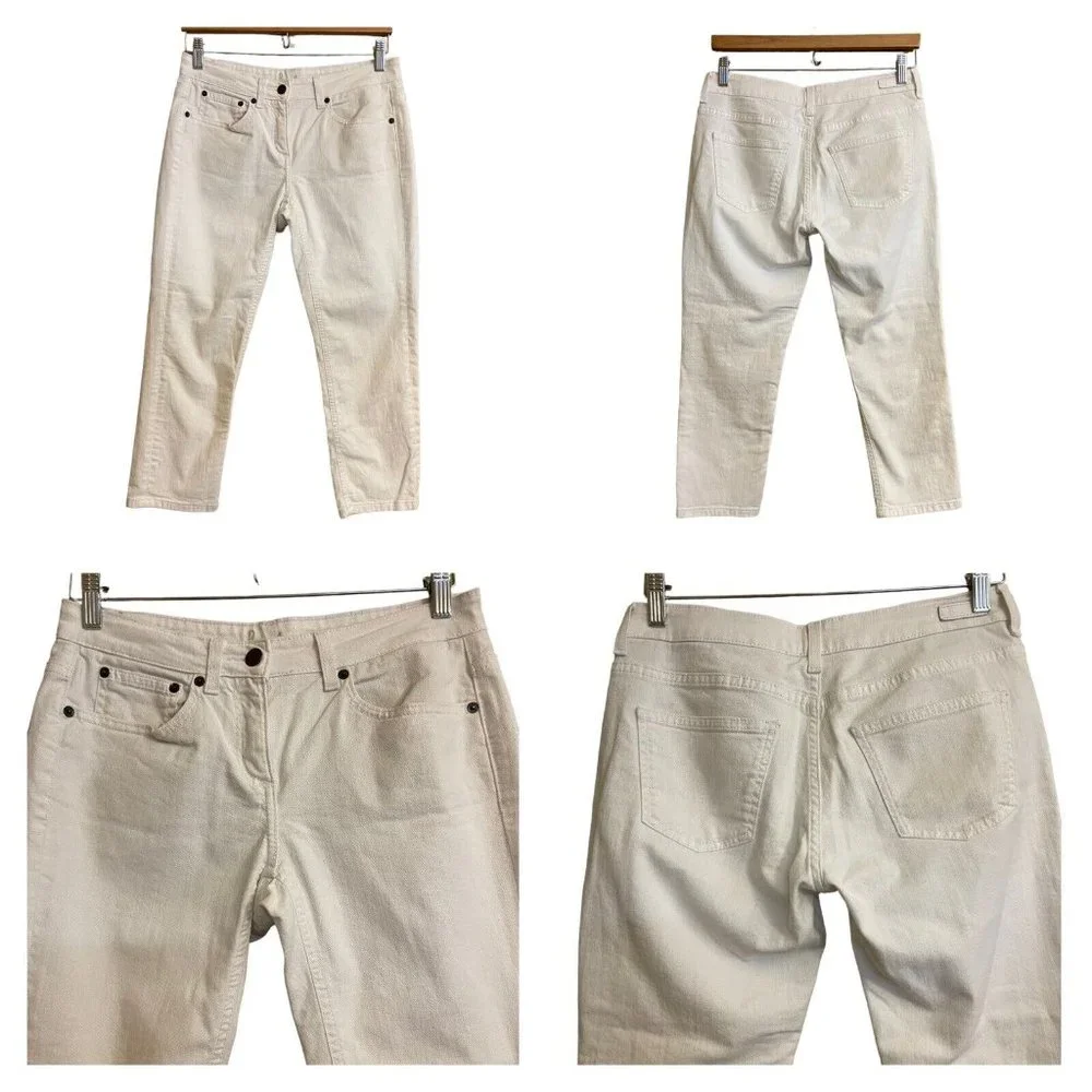 Boden Women Cropped White Jean 6P Solid Summer Denim Luxe Stretch Casual Preppy - Picture 12 of 13